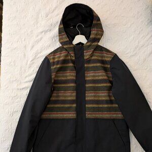 Pendleton Rain Hooded Jacket Waterproof Wind Resistant Black and Plaid Sz M